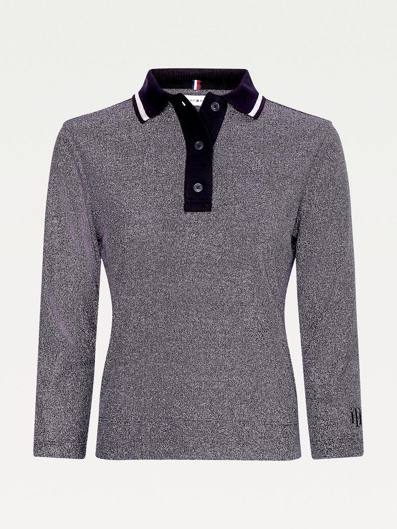 Női Tommy Hilfiger Metallic Jersey Polo Felsők Szürke | HU 501YXF